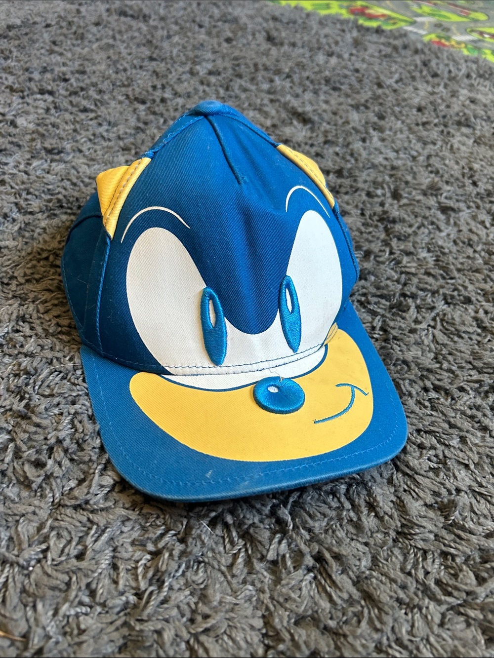 Blue & Yellow Cartoon Face Kids Baseball Cap